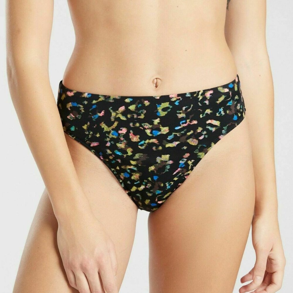 Athleta Leopard High Leg Bikini Bottom size XS